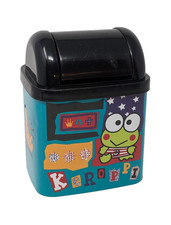 Mini cubo de basura de escritorio de hojalata Sanrio Keroppi vintage hecho en Japón Kawaii Y2K años 90