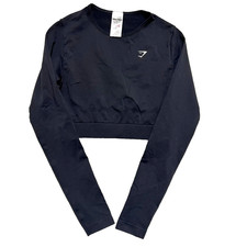 Gymshark Everyday Seamless Long Sleeve Crop Top Women  s S Athleisure Black