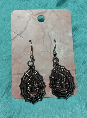 Silver, Petite Spider Halloween Earrings. Unique, Party, Cute, Festive