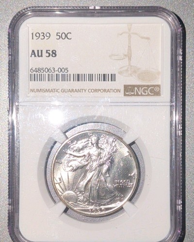 1939 50C Liberty Walking Half Dollar NGC AU58 6485063-005 Silver