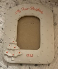 1992 Baby's First Christmas Ceramic Picture Frame Vintage