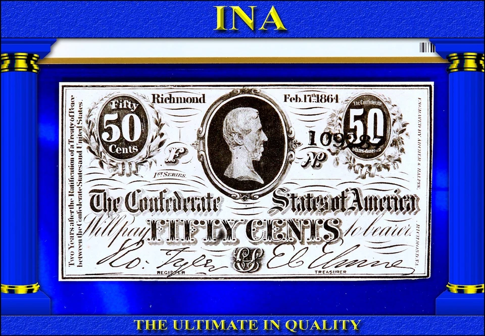 50-Cents 1864 Confederate T-72 PF-1WP CR-578 Civil-War PCGS 63 Rare White Paper - Image 2 of 4