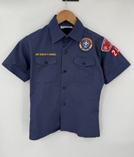 Boy Scouts of America Youth Uniform Shirt Blue Cotton Blend USA Size Medium