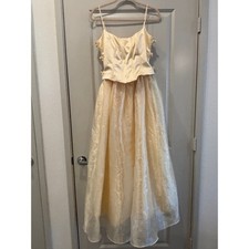 Vintage Roberta Cream Corset Gown Frog Closure Organza Skirt Prom Dress 9/10