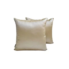 Champagne Satin Throw Pillow Covers, 16"x16" (Pack of 2)-Champagne Slub Satin
