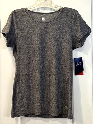 Reebok womens short sleeve all day Vector t shirt black heather medium NWT