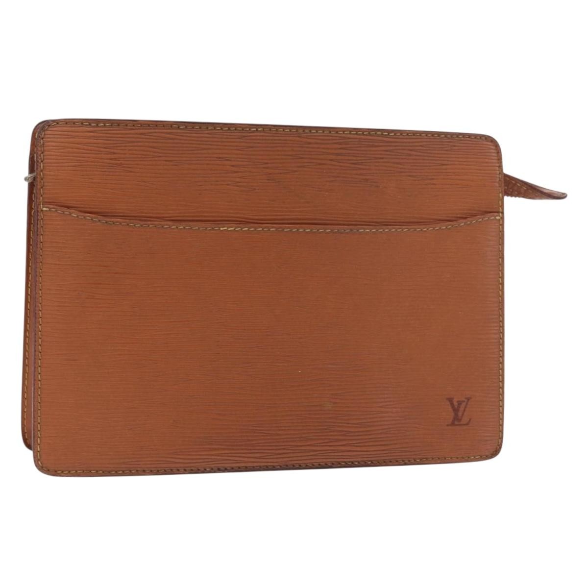 LOUIS VUITTON Epi Pochette Homme Bag Brown Zipangu Gold M52528 LV Auth 182712
