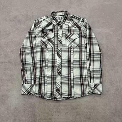BKE Western Hemd Slim Fit Kariert Gemustert Langarm mit Brust Herren S M