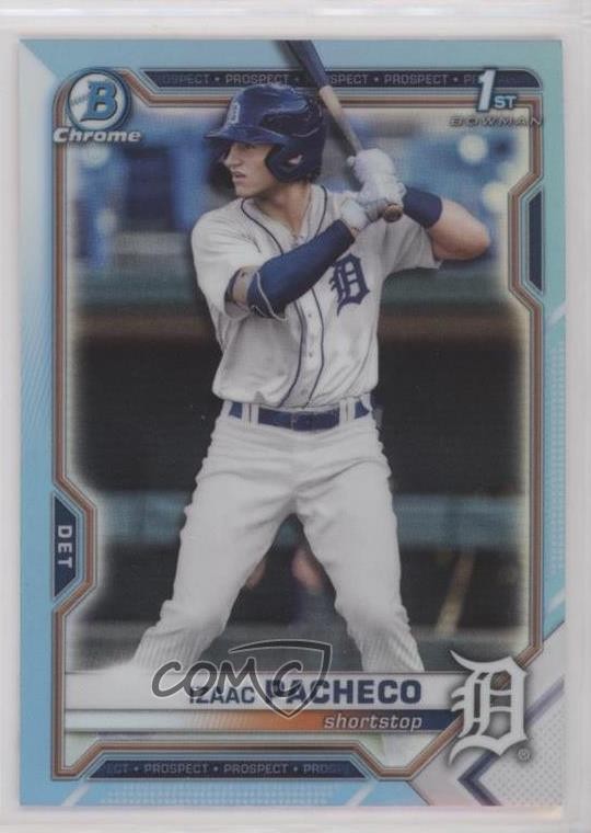2021 Bowman Draft Chrome Sky Blue Refractor Izaac Pacheco #BDC-46 03j5