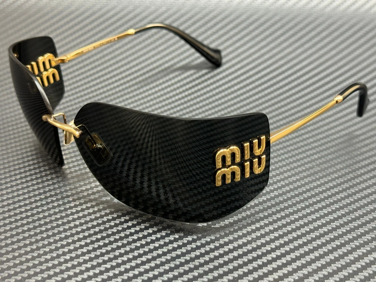 Miu Miu — MIU MIU MU 54YS 5AK5S0 Gold Grey Women's 80 mm Sunglasses
