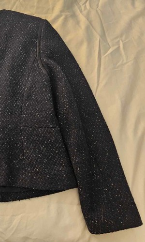 Ann Taylor Wollmischung kurze Jacke Blazer Damen Gr. 10p schwarz durchgehender Reißverschluss Karriere - Bild 8 von 8