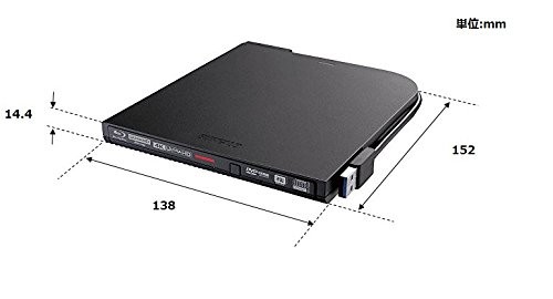 BUFFALO UHD BD compatible portable Blu-ray drive black BRUHD-PU3-BK Japan - Afbeelding 2 van 7