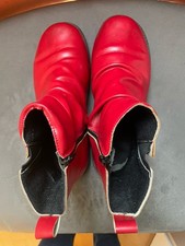 Leichte Stiefeln/Stiefeletten Kunstleder rot Gr.38 Reißverschluß Schafthöhe 12cm