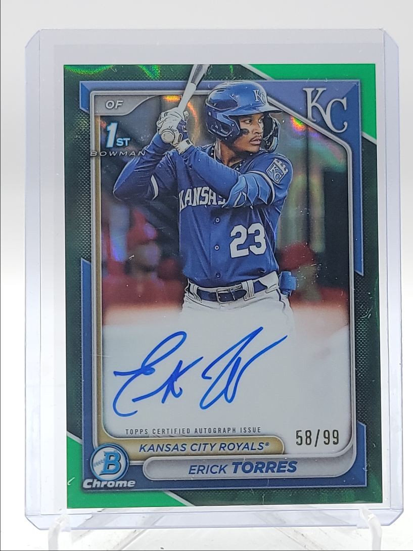 ERICK TORRES 2024 BOWMAN CHROME 1ST AUTOGRAPH GREEN LAVA AUTO /99 Q3878