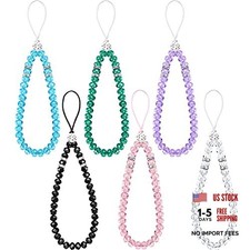 6 Pcs Phone Charm Wrist Strap Cute Lanyard Beaded Aesthetic Cell Classic Color