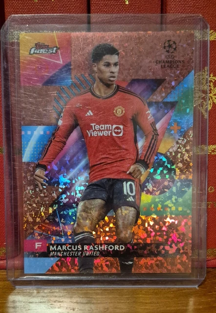 2023-24 Topps Finest UEFA Club Competitions - Marcus Rashford #24 Rose Gold...