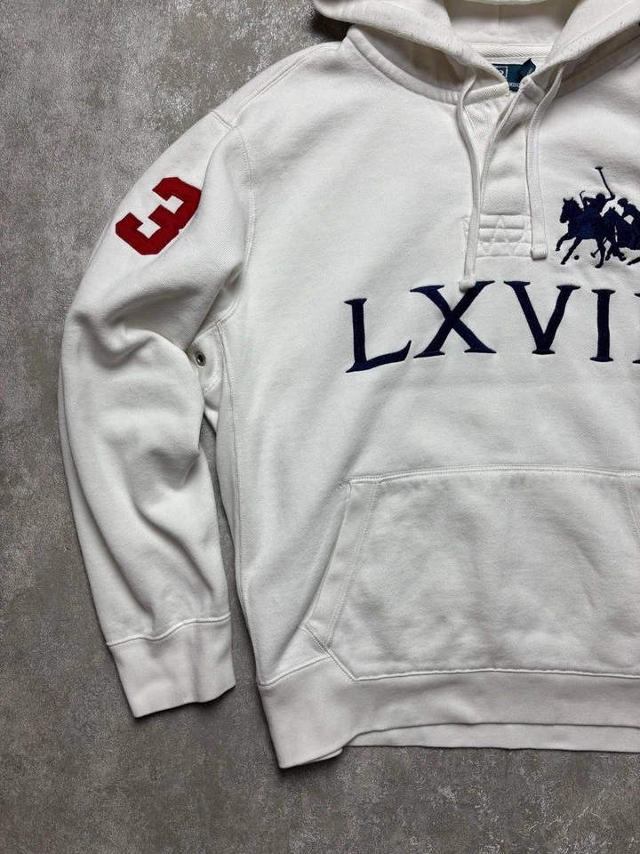 Polo Ralph Lauren Big Pony LXVII Hoodie Men's XL White Pullover Sweatshirt - Image 2 of 4