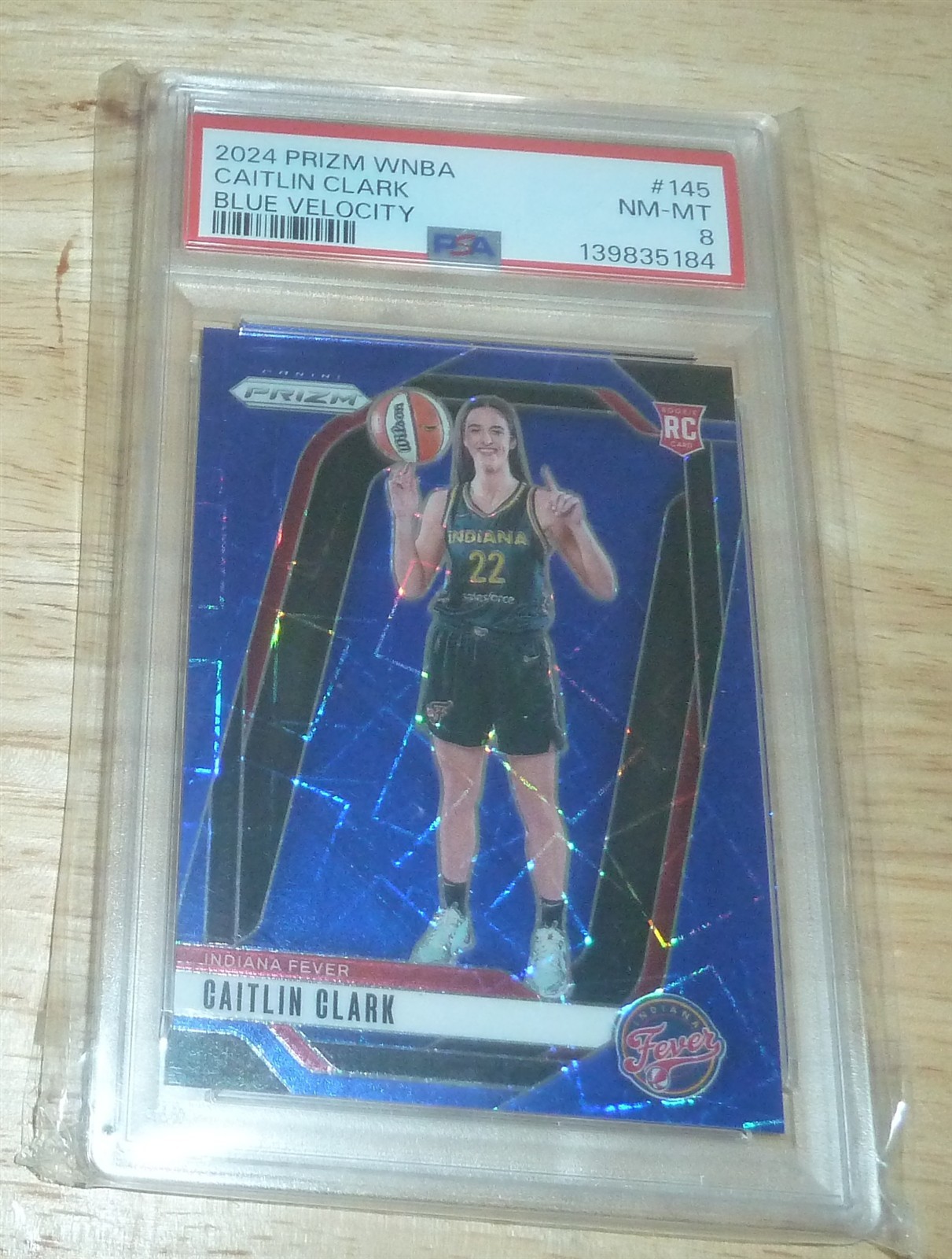 PSA 8 2024 Prizm WNBA CAITLIN CLARK RC Blue Velocity # 145 Fever Rookie