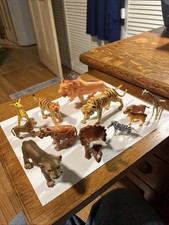 Lot Of 12 African Jungle Safari Animal Toy Figures. Assorted And Plastic