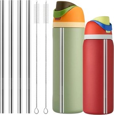 Metal Replacement Straws for Owala Water Bottle 24 Oz 32 Oz,With 2 Cleaning Brus