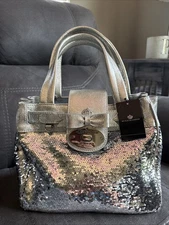Stunning Brighton, My Flat In London, Luxeton Purse ~Silver Sequins NWT