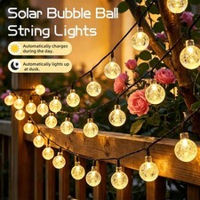 50 LED Retro Solar String Lights Outdoor Garden Festoon Party Globe Bulbs Lights