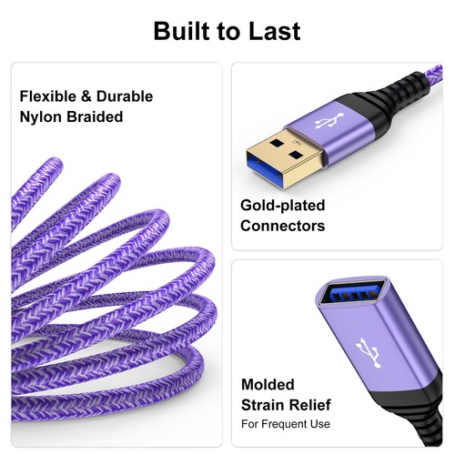 10FT USB 3.0 Extension Cable, Type A Male to Female USB Extender Cord High Sp... - 第 4/7 張圖片