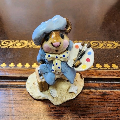 Annette Petersen Mouse Artist Figurine Blue Outfit Resin Handmade 1982