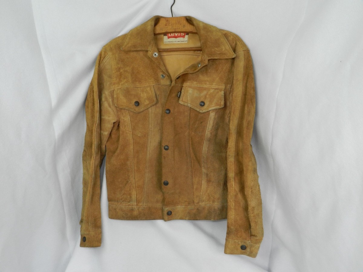 VINTAGE 1960'S LEVIS BIG E SUEDE LEATHER TRUCKER JACKET COWHIDE