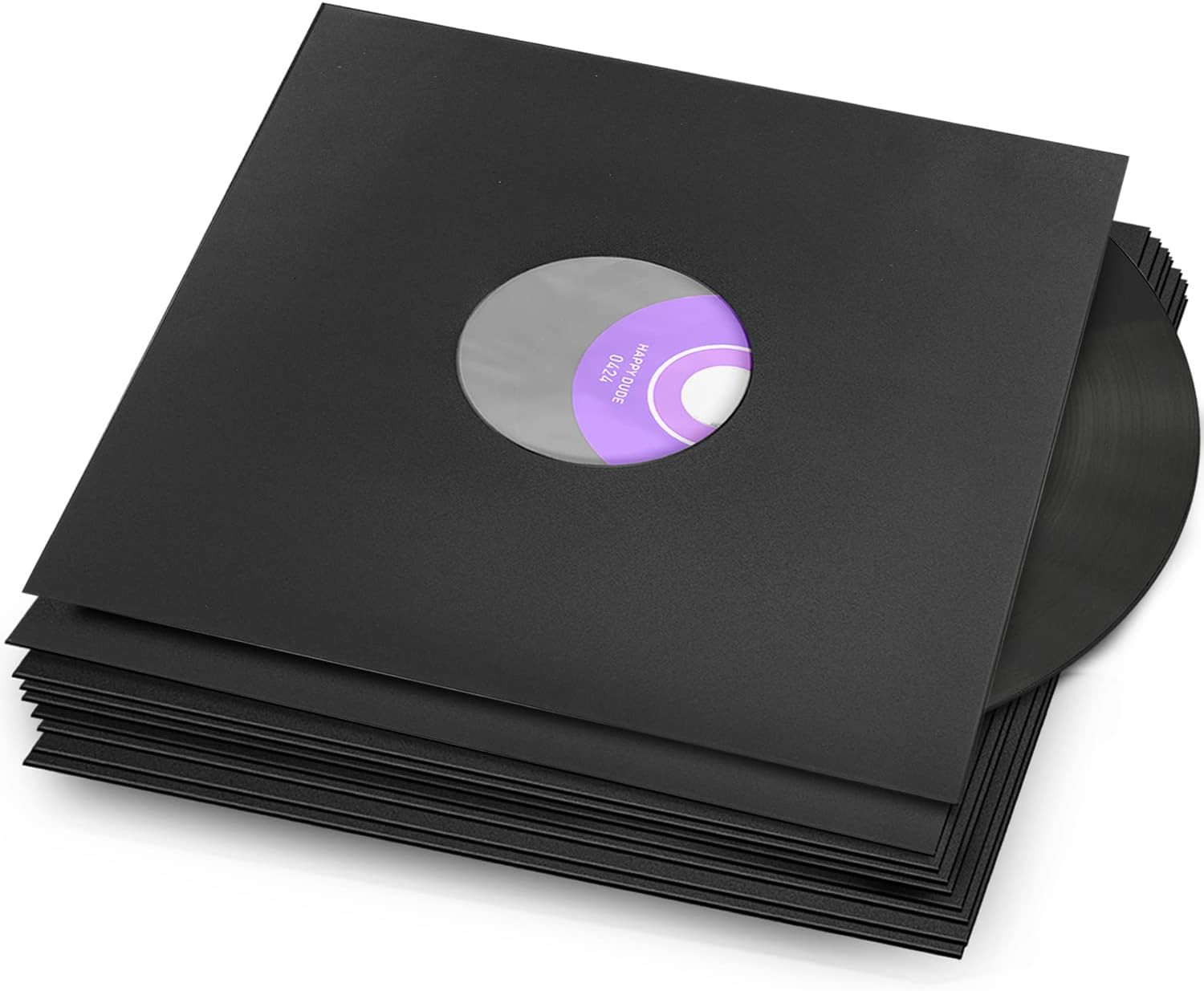 Facmogu 20PCS 10In Black Paper & Plastic Poly-Lined Record Inner Sleeves, 110Gsm