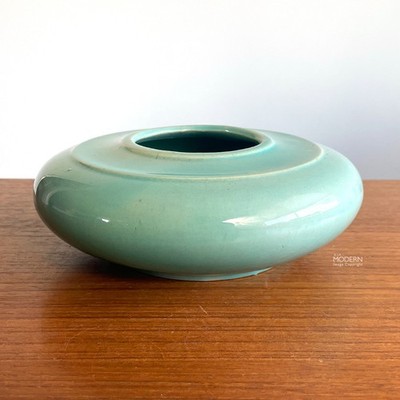 Cemar Clay Products Early Green Art Deco Low Vase Planter California Pottery 7''