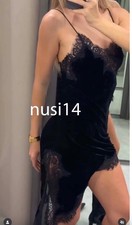 ZARA NEW WOMAN MIDI ASYMMETRIC VELVET LACE DRESS ZW BLACK XS-XL 5919/209/800