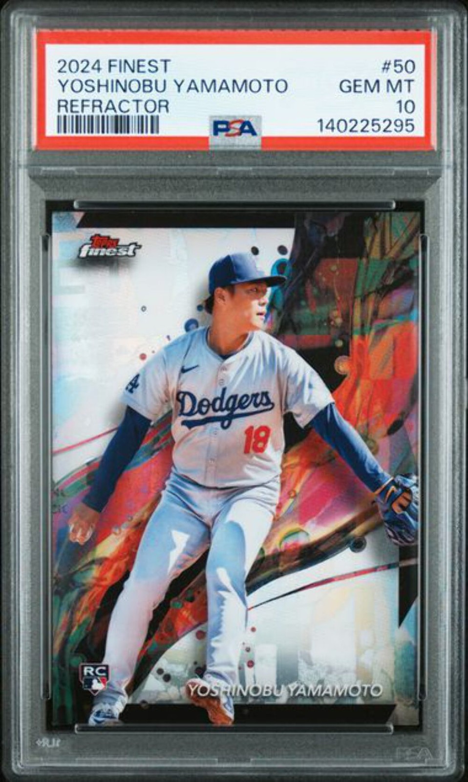 Graded 2024 Topps Finest Yoshinobu Yamamoto #50 Refractor Rookie RC Card PSA 10