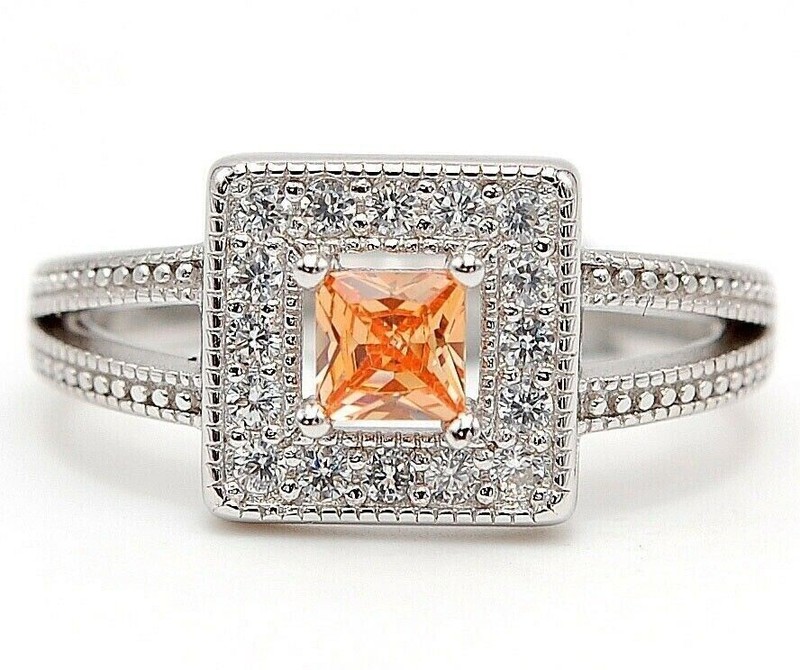 1CT  Padparadscha 925 Sterling Silver Ring Sz 6 U4-5