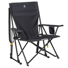 GCI Outdoor Comfort Pro Rocker Camping Chair Rocking Chair Cup Holder Charcoal