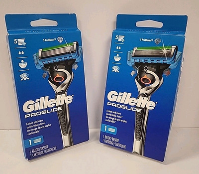 NEW Lot of 2 Gillette ProGlide Men's 1 Razor Handle and 1 Blade Refill