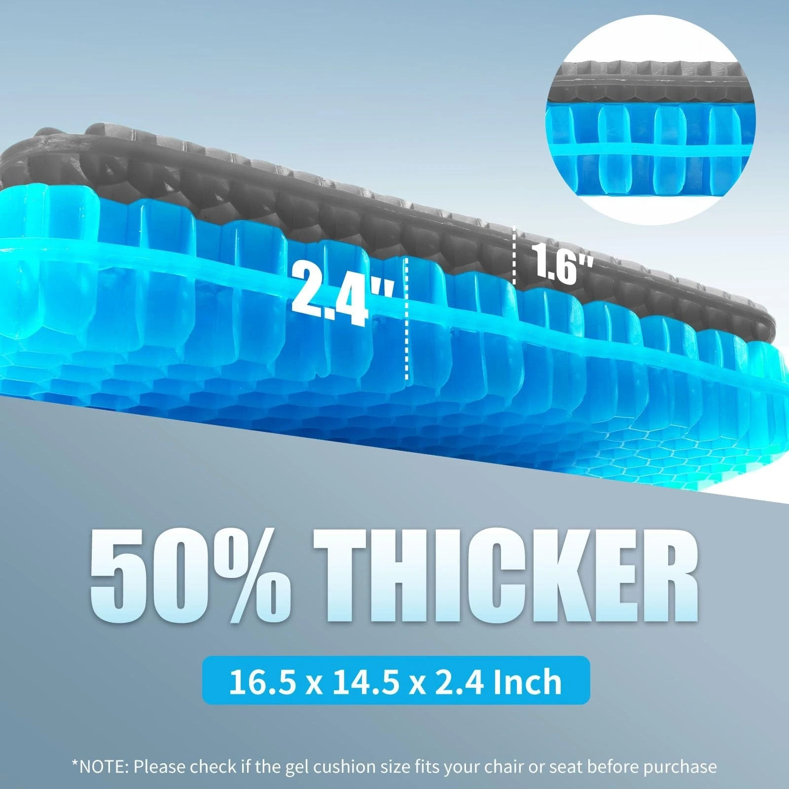Pressure Relief Gel Seat Cushion Relieves Lumbar Hip Leg Back & Sciatica Pain