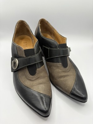 FIDJI Walk This Way Genuine Leather Heel Loafer Pumps Made In Portugal Size 6.5