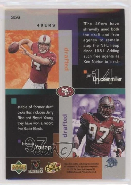 1997 Collector's Choice Building Blocks Jerry Rice Steve Young Bryant Rookie RC - Image 2 of 2