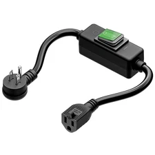 1.5 Ft 90-Degree Waterproof Extension Power Cord In-Line On/Off Switch