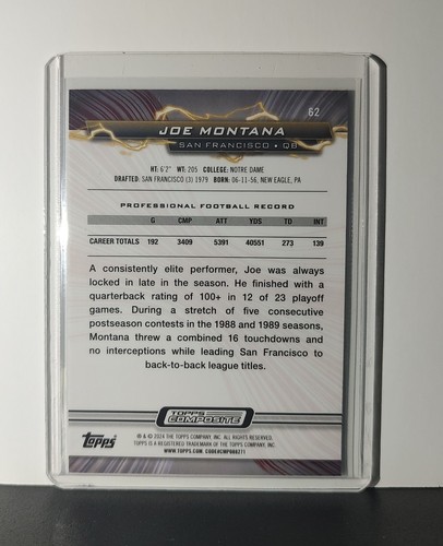 Joe Montana 2023 Topps Resurgence NFL #62 Card San Francisco 49ers - Bild 2 von 2