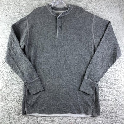 L.L. Bean Two Layer River Driver's Henley Shirt Men Large Tall Gray Traditional
