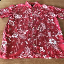 Jack O' Neill Hawaiian Shirt Men XL Red Floral Button Up Pocket Short Sleeve