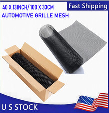 Universal Car Grill Mesh 40" x 13", Black-Painted 3 x 6mm Rhombic Hole black