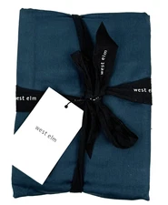 West Elm Euro Pillow Sham Regal Blue Cotton Sateen Square 26x26 Teal Reversible