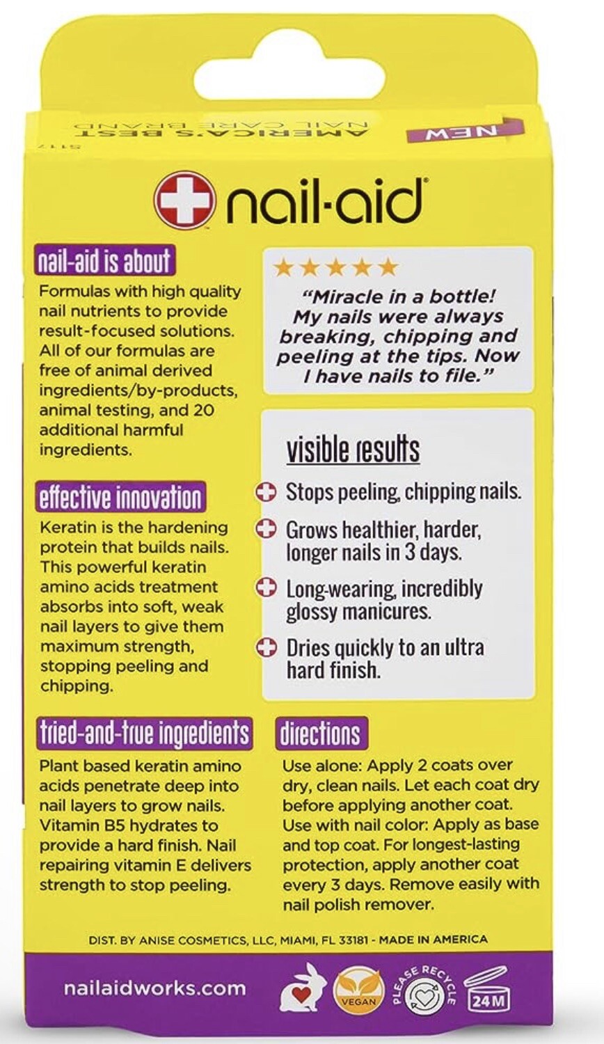 NailAid Keratin 3 Day Growth Nail Treatment & Strengthener Clear 0.55