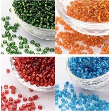 100 Grams 1/4lb Glass Seed Beads 6/0 4mm Round SILVER LINED Colors Loose Beads
