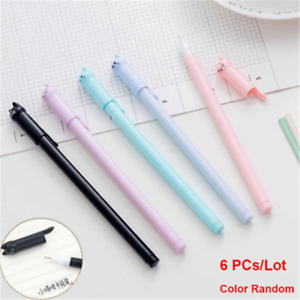 6pcs Cute Cat Gel Pen Black Ink Pen Kawaii Stationery School Office Supplies