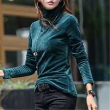 Women's Turtleneck Sweater Thick Winter Velvet Top PlusSize Female SolidPullover