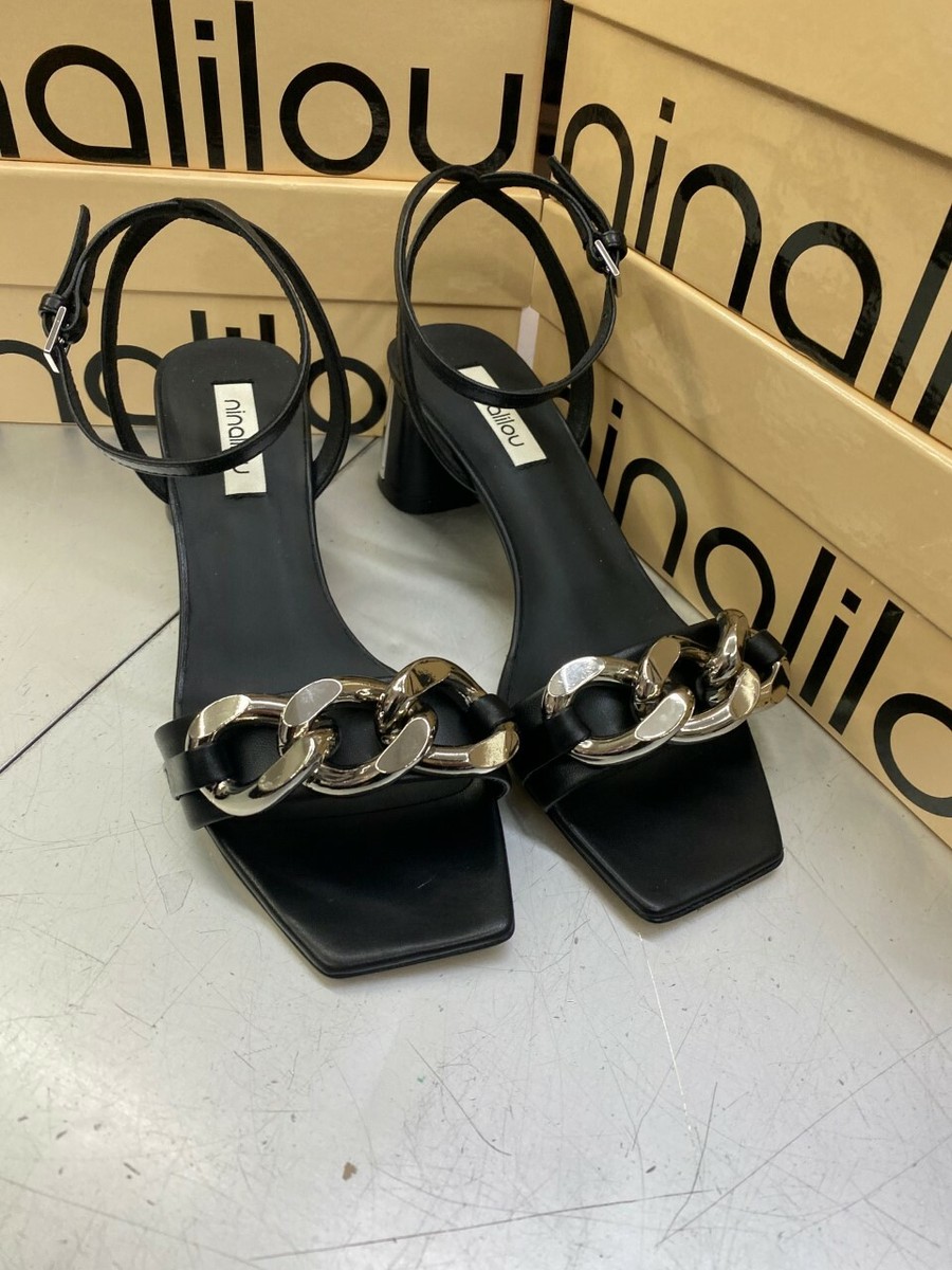 【関税込み】Ninalilou Sandals Ninalilou Sandal 60 Heel Square Shape Black Calf 311088T5